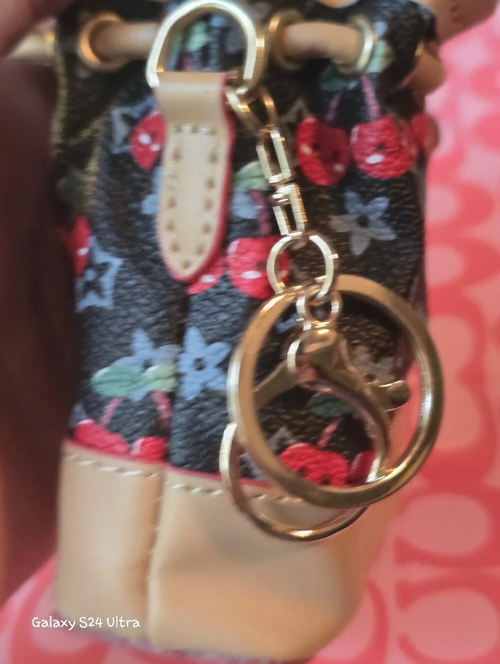Cherry Decor Cinch Coin Pouch Bag Charm/ Keychain NEW